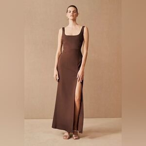 BHLDN Catarina Ashlynn ADENA Crepe Maxi Dress in Brown NEW 0